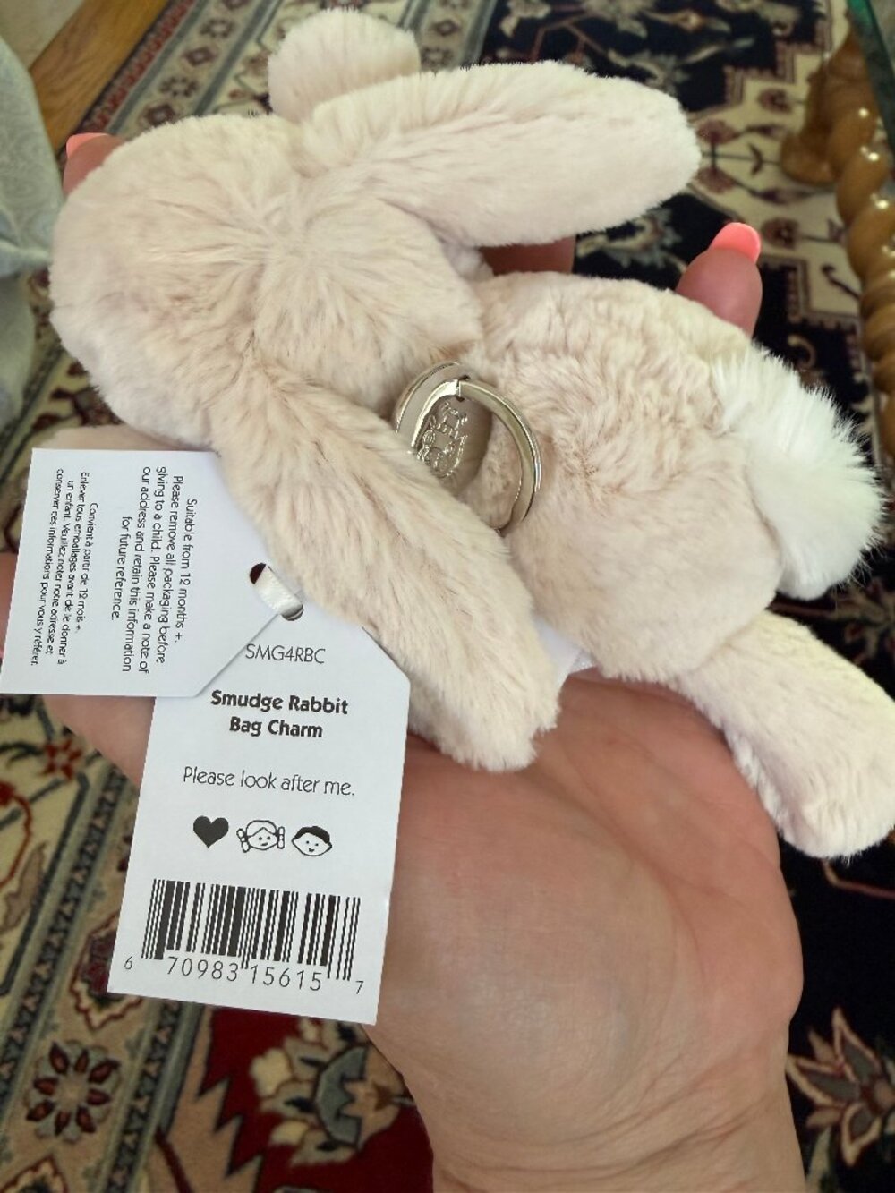 *BRAND NEW* Jellycat Smudge Rabbit Bag Charm - Picture 2 of 8